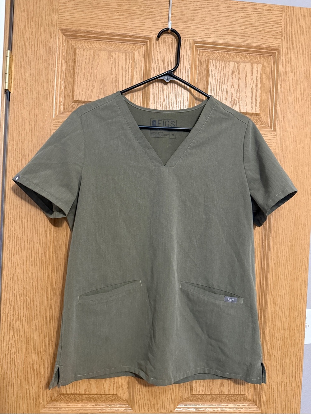 Figs Olive V-Neck Short Sleeve Scrub Top